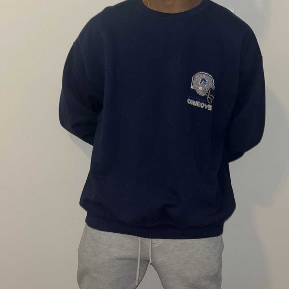 🏈DallasCowboys needle point HAND STITCHED sweat shirt🏈